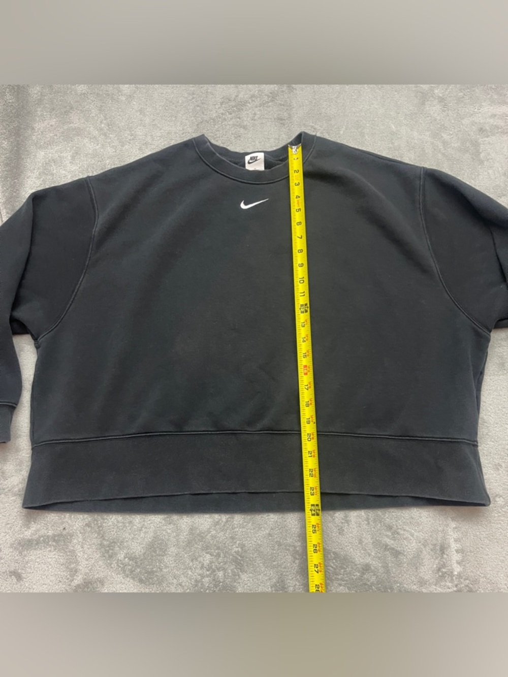 Nike Phoenix Fleece Cropped Crewneck Sweatshirt Size 2X Black Center Logo - Picture 3 of 9
